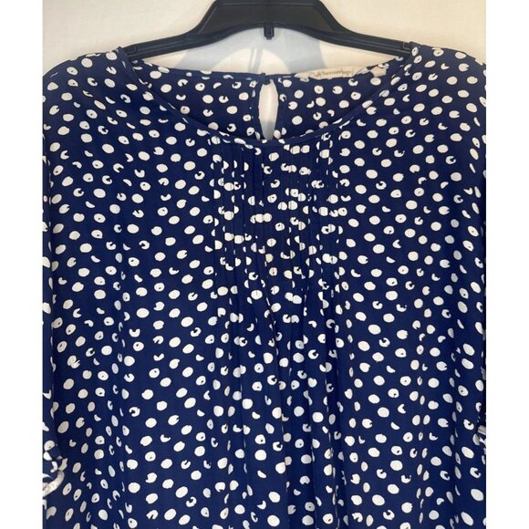 Soft Surroundings Women’s Sonrisa Blue White Polka Dot Ruffle Blouse Top Sz 1X - Picture 2 of 11